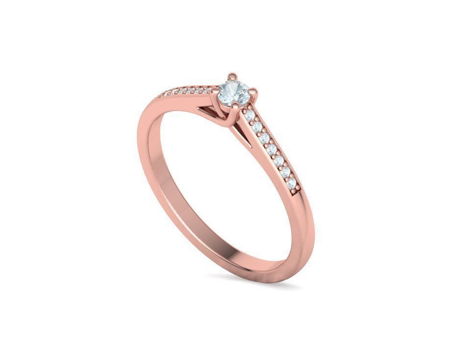 Engagement solitaire 4 prong ring 3mm main stone 3dmodel 3D print model_48