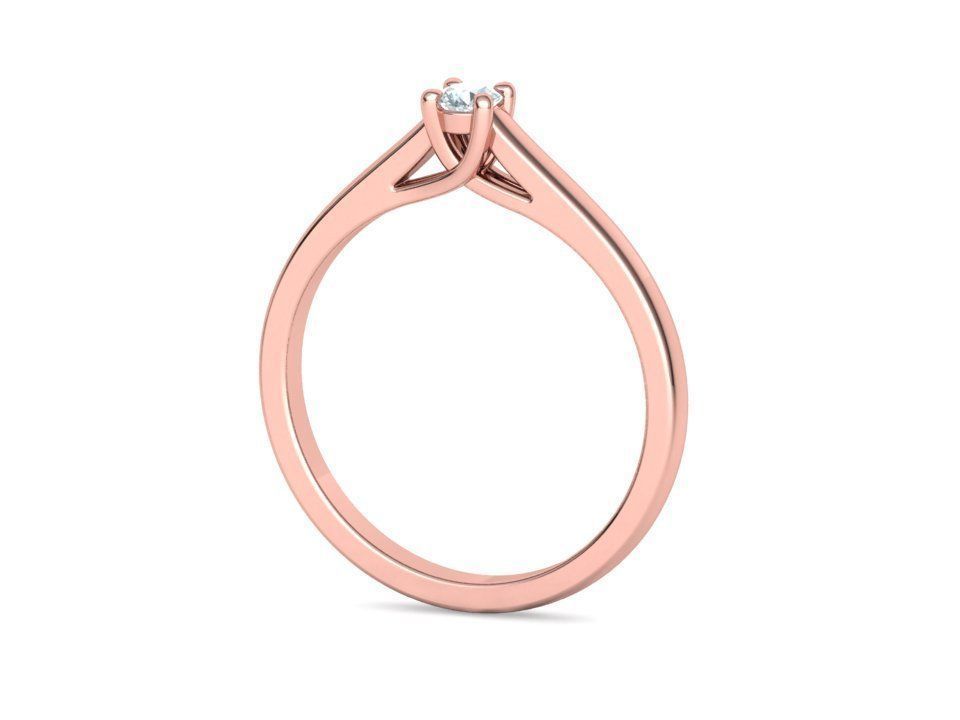 Engagement solitaire 4 prong ring 3mm main stone 3dmodel 3D print model_39