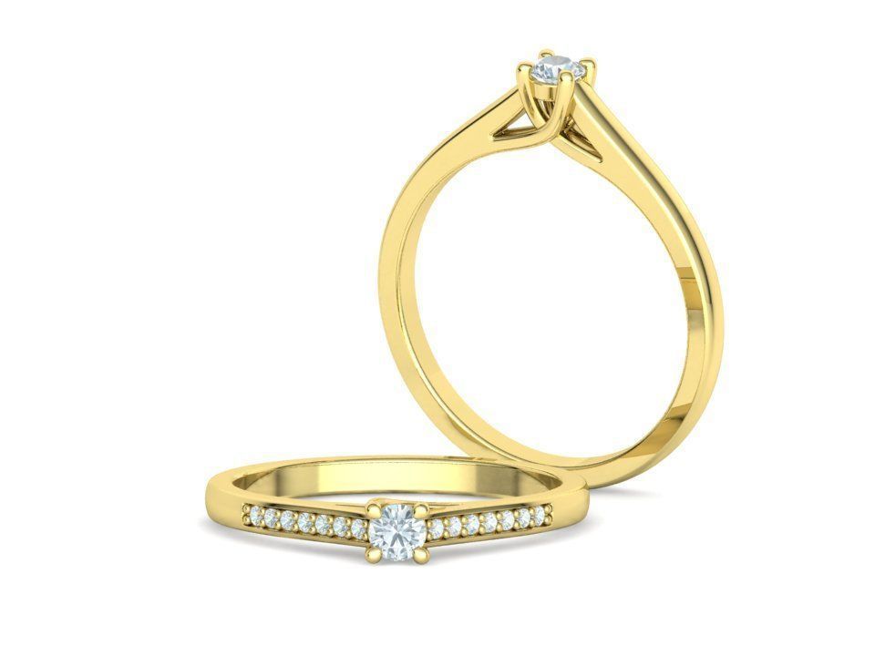 Engagement solitaire 4 prong ring 3mm main stone 3dmodel 3D print model_5