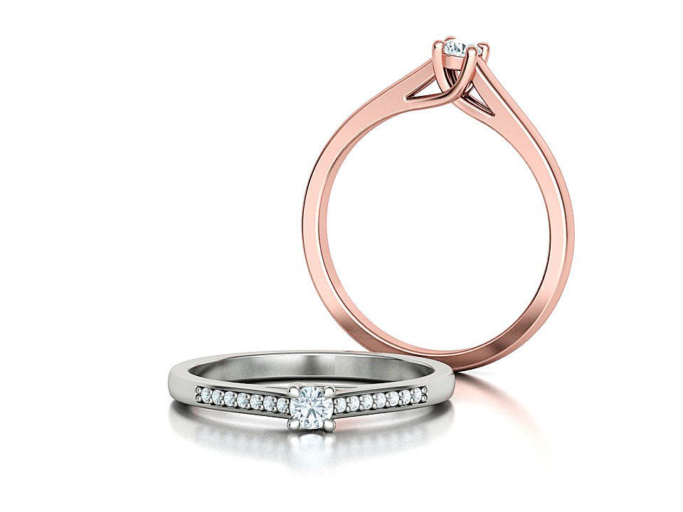 Engagement solitaire 4 prong ring 3mm main stone 3dmodel 3D print model_1