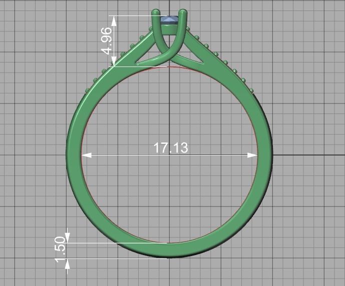 Engagement solitaire 4 prong ring 3mm main stone 3dmodel 3D print model_15