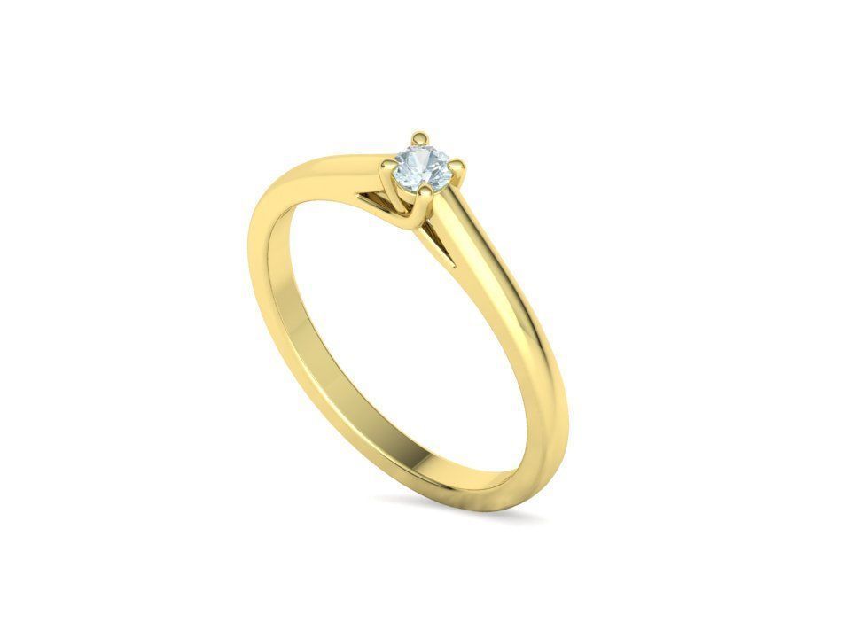 Engagement solitaire 4 prong ring 3mm main stone 3dmodel 3D print model_52