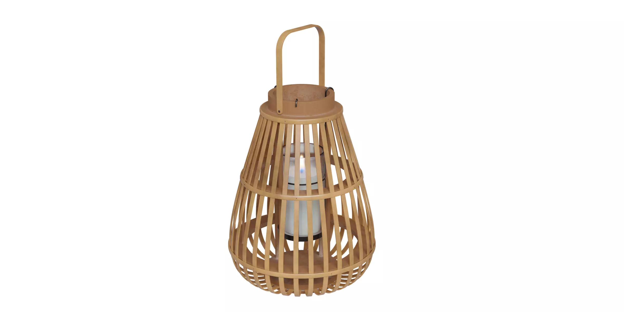 Large Slatted Wood Floor Lantern 3D model