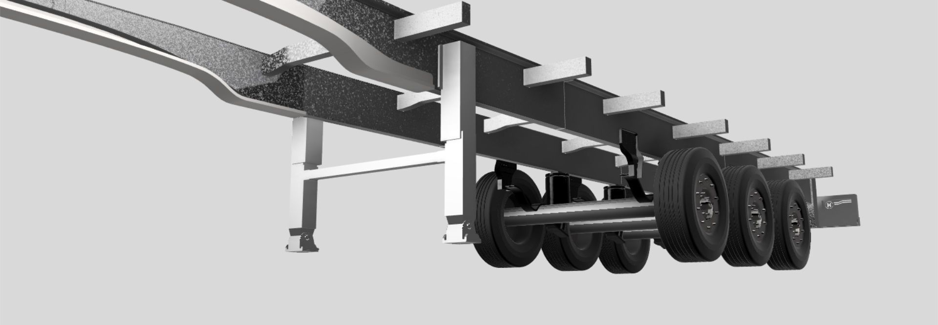 Truck trailer chassis detailed scale model kit 3D print model 3D print model_2