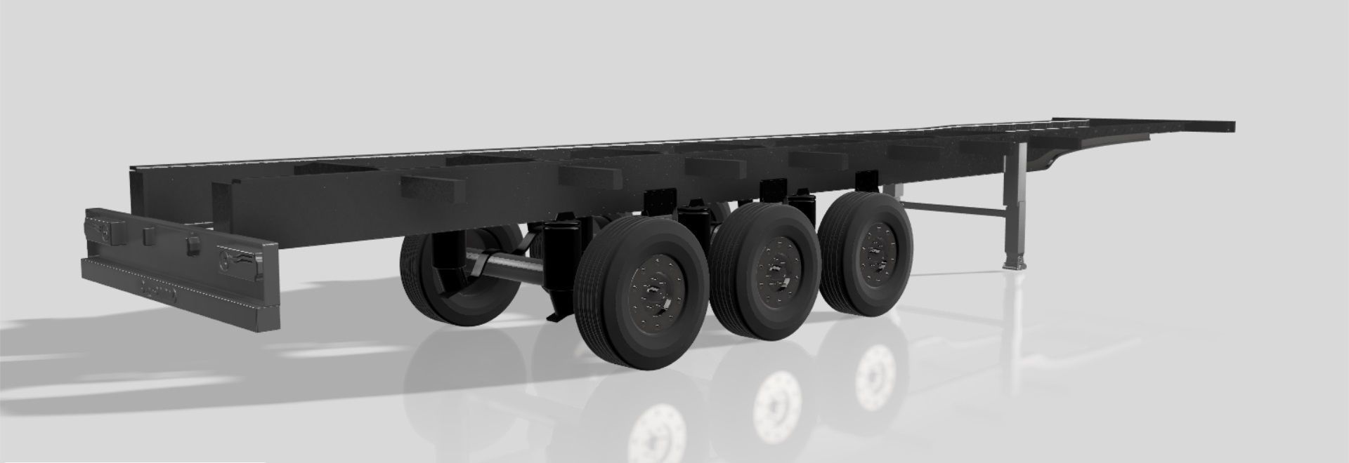 Truck trailer chassis detailed scale model kit 3D print model 3D print model_1