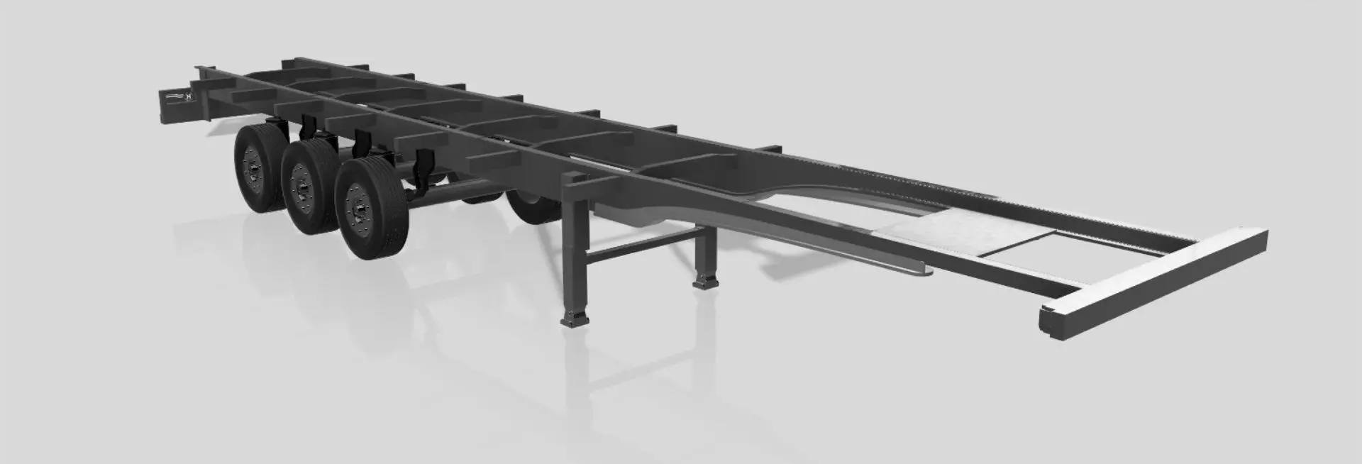 Truck trailer chassis detailed scale model kit 3D print model 3D print model_0