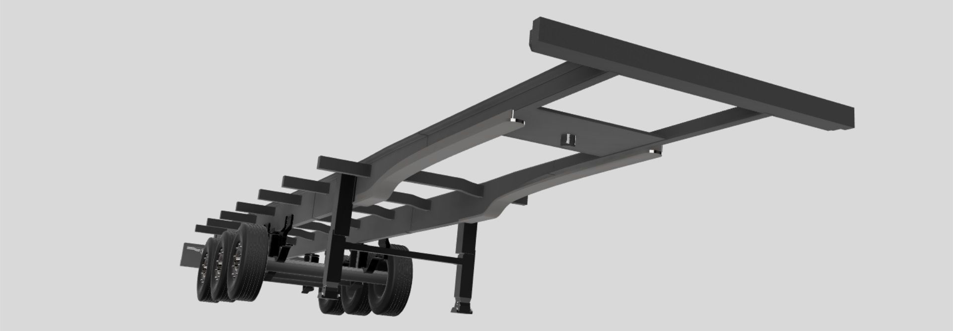 Truck trailer chassis detailed scale model kit 3D print model 3D print model_4