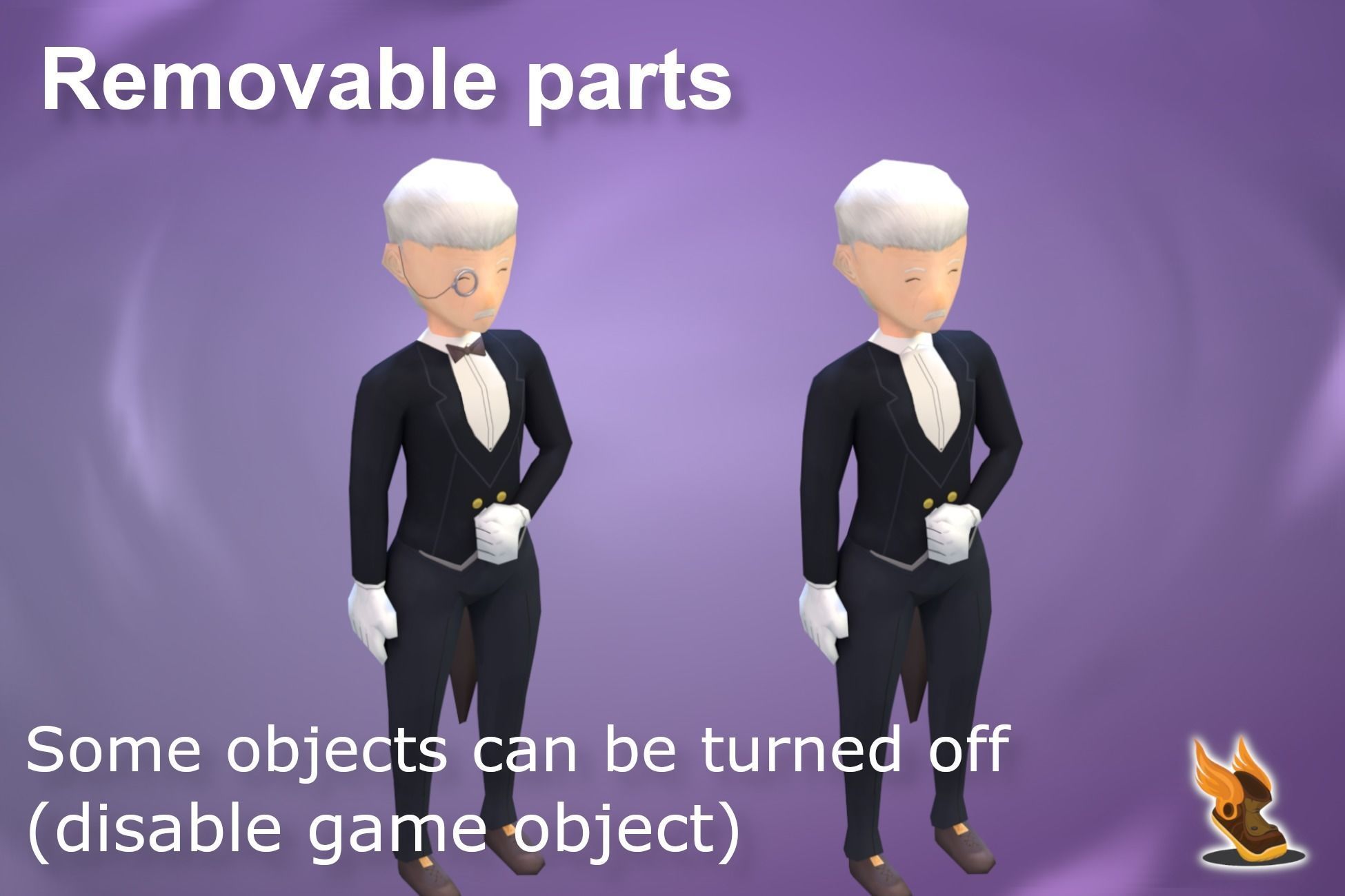 Stylized NPC - Rich Gentleman Butler Low-poly 3D model_4