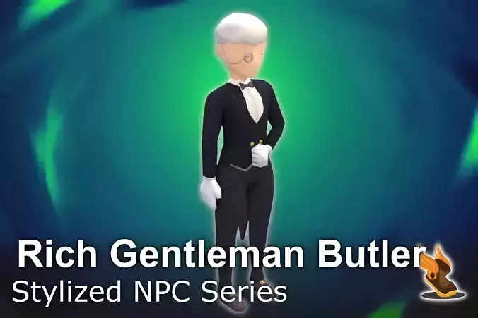 Stylized NPC - Rich Gentleman Butler Low-poly 3D model