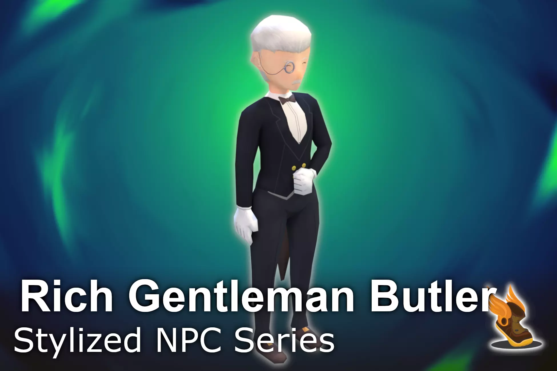 Stylized NPC - Rich Gentleman Butler Low-poly 3D model_0