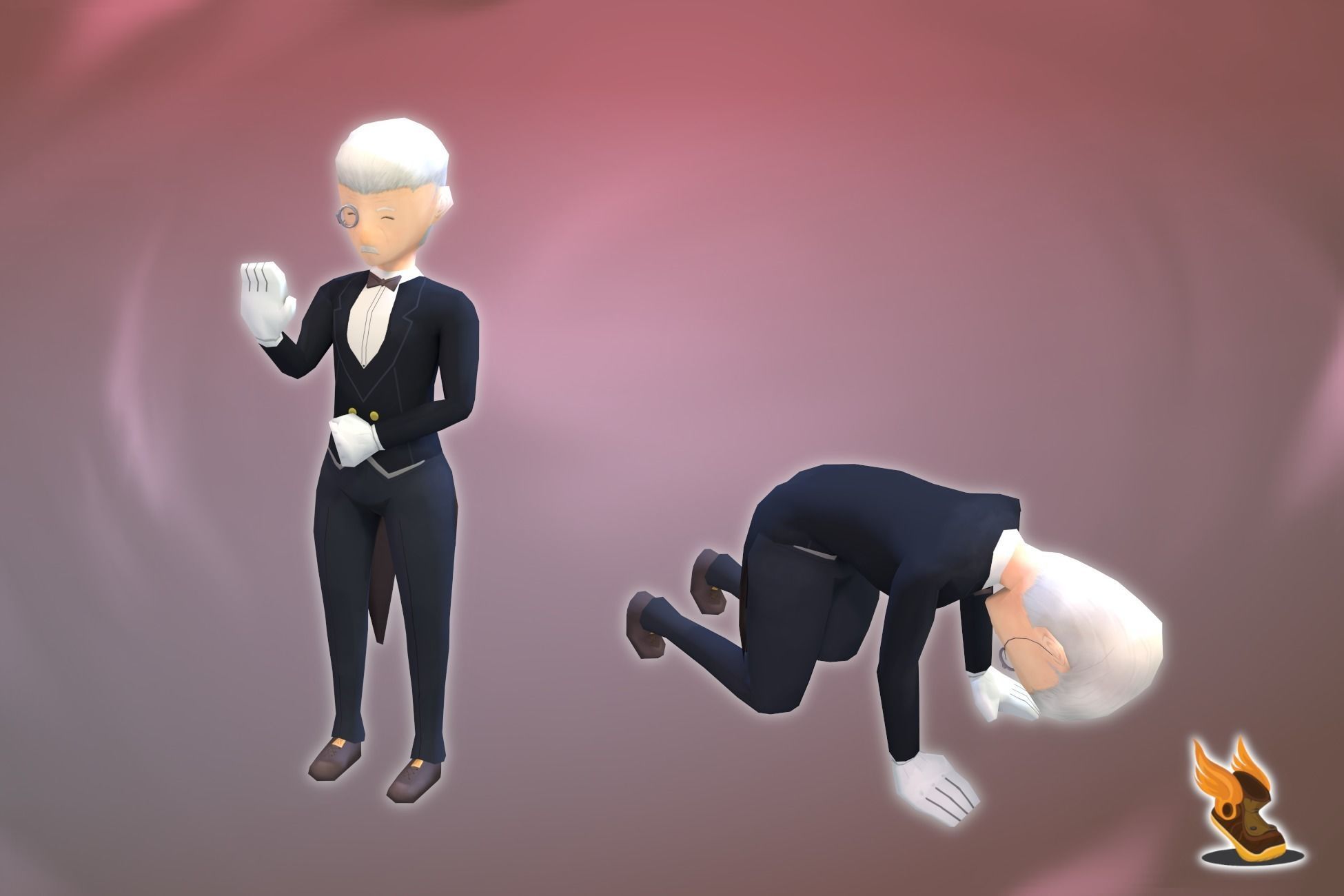 Stylized NPC - Rich Gentleman Butler Low-poly 3D model_3