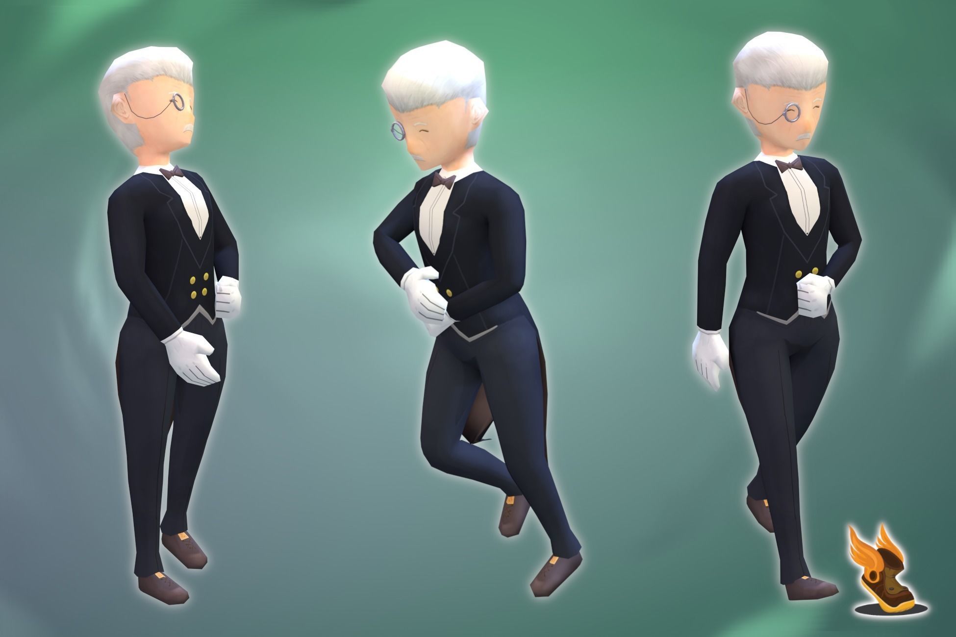 Stylized NPC - Rich Gentleman Butler Low-poly 3D model_6