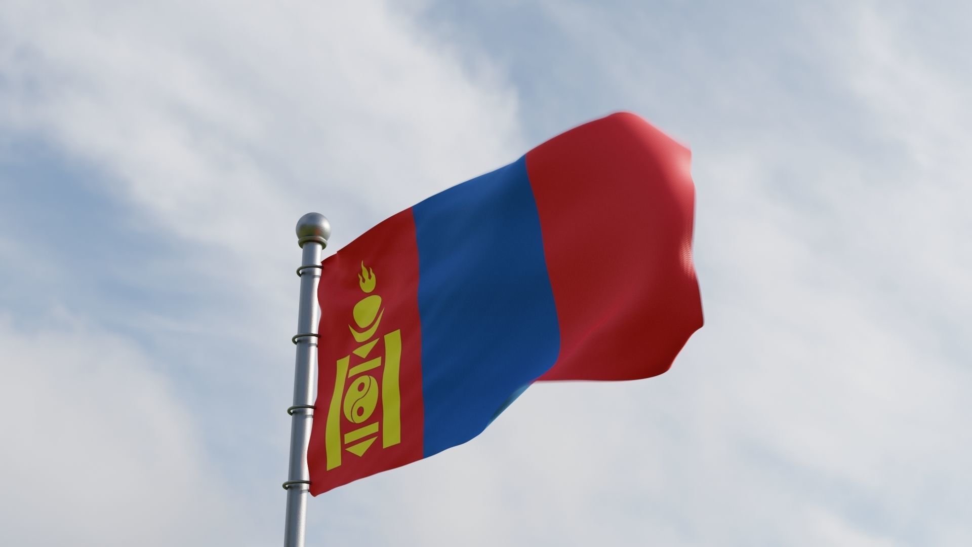 Animated Mongolia Flags 3D model_1