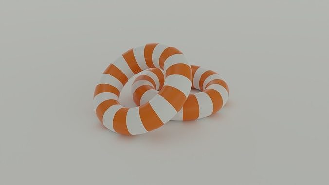 Lifebuoy orange and candy cane 3D model