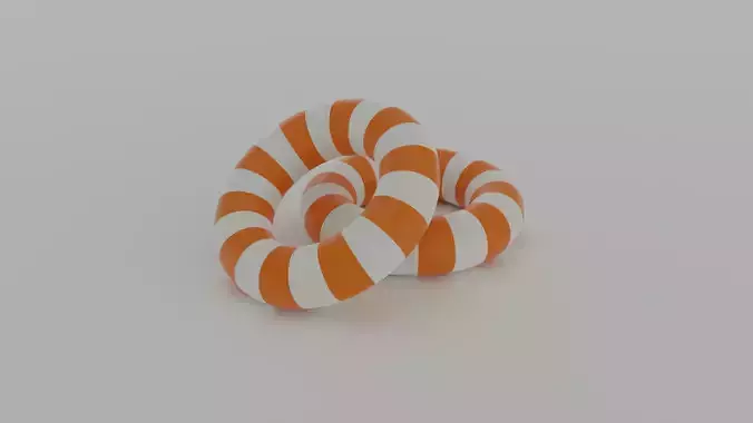 Lifebuoy orange and candy cane 3D model