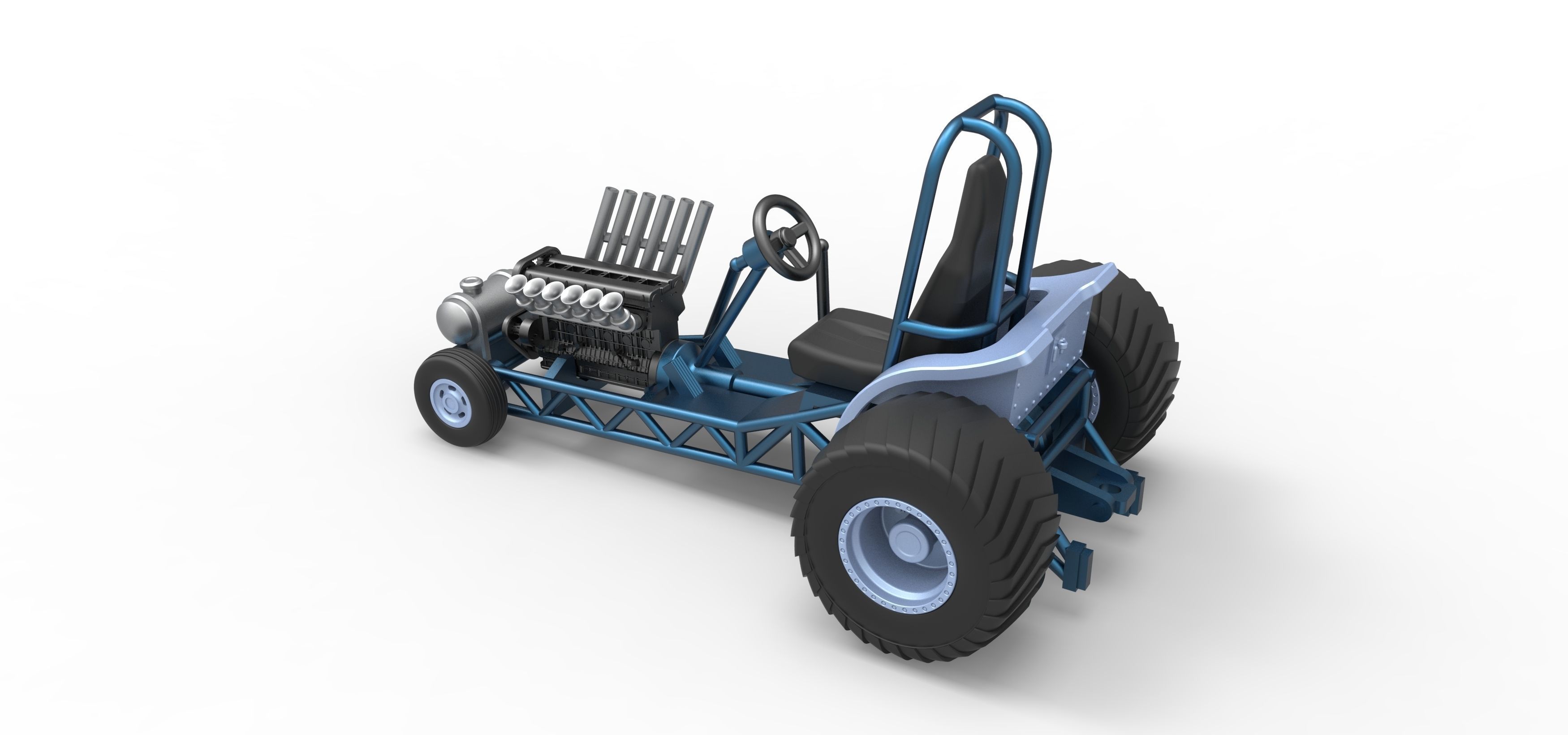 Mini Rod pulling tractor 9 Scale 1 to 25 3D print model_11