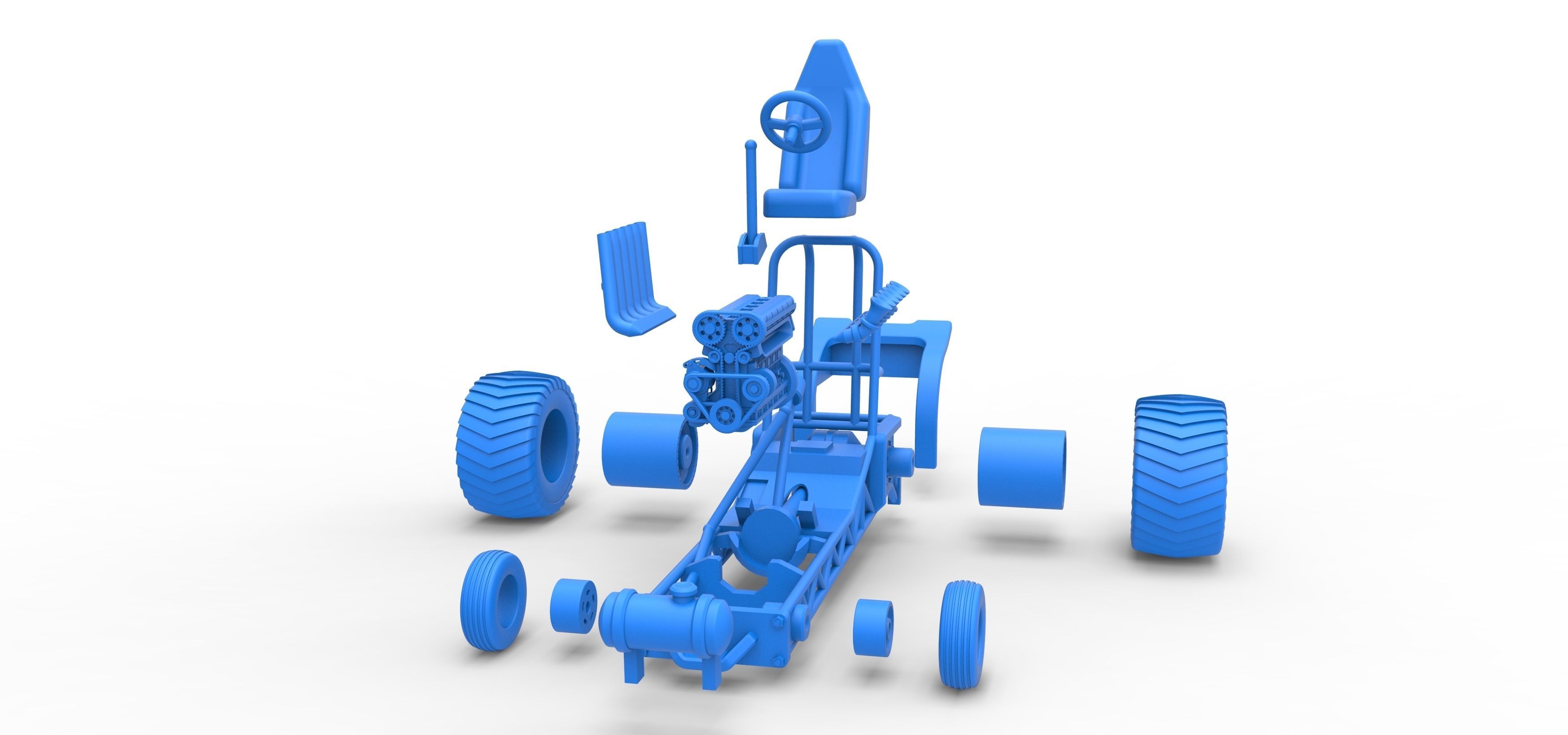 Mini Rod pulling tractor 9 Scale 1 to 25 3D print model_38