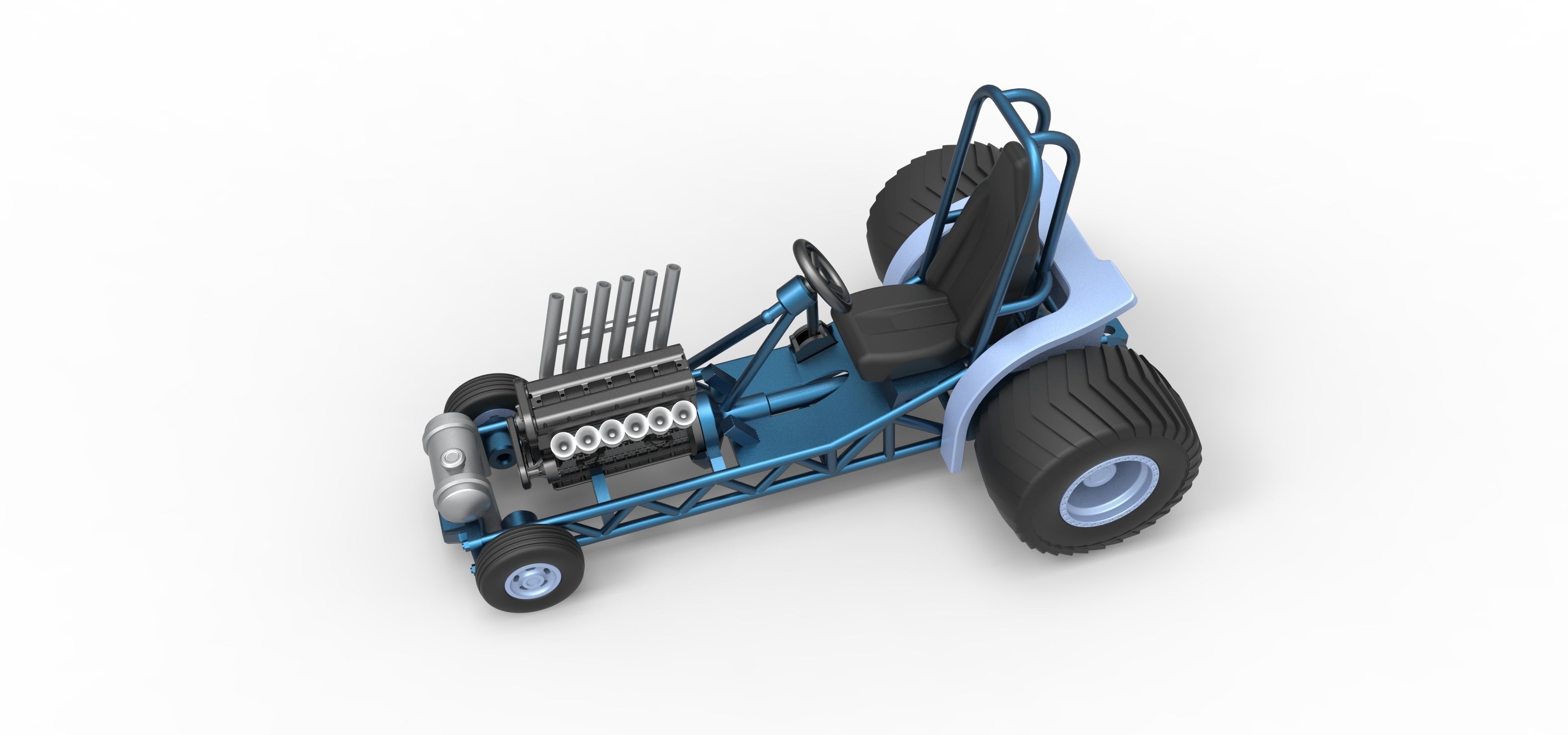Mini Rod pulling tractor 9 Scale 1 to 25 3D print model_2