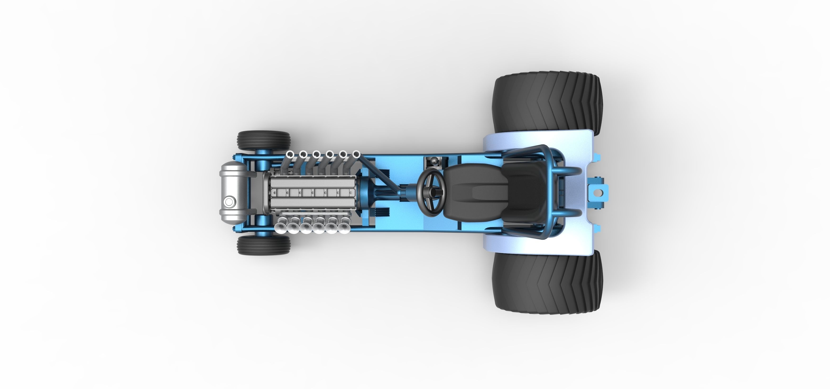 Mini Rod pulling tractor 9 Scale 1 to 25 3D print model_10