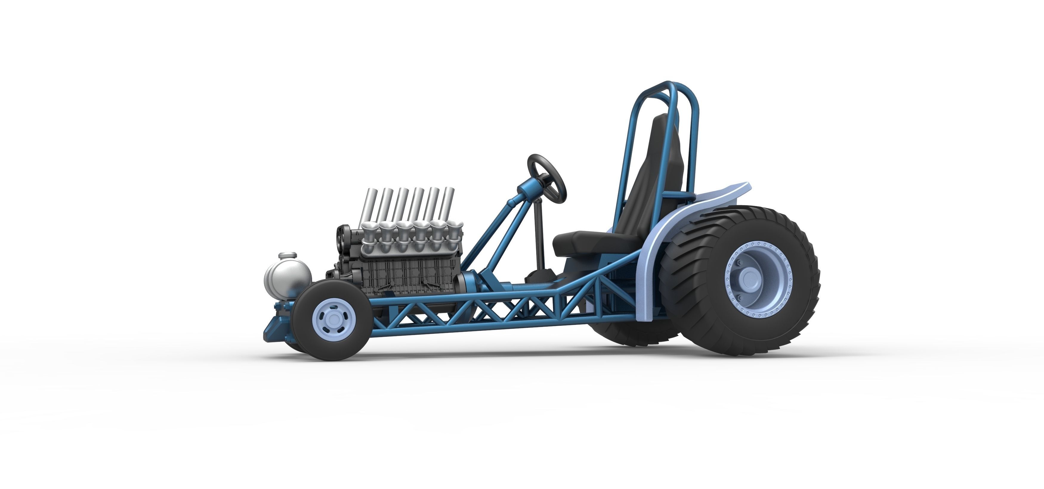 Mini Rod pulling tractor 9 Scale 1 to 25 3D print model_3