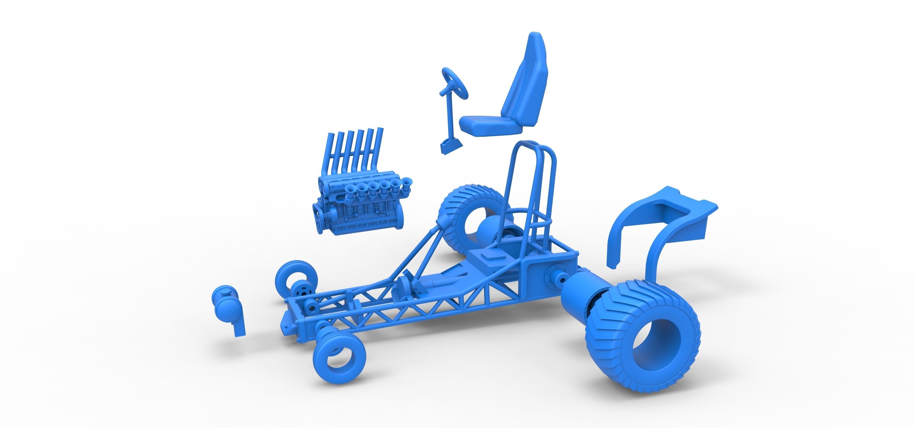Mini Rod pulling tractor 9 Scale 1 to 25 3D print model_35