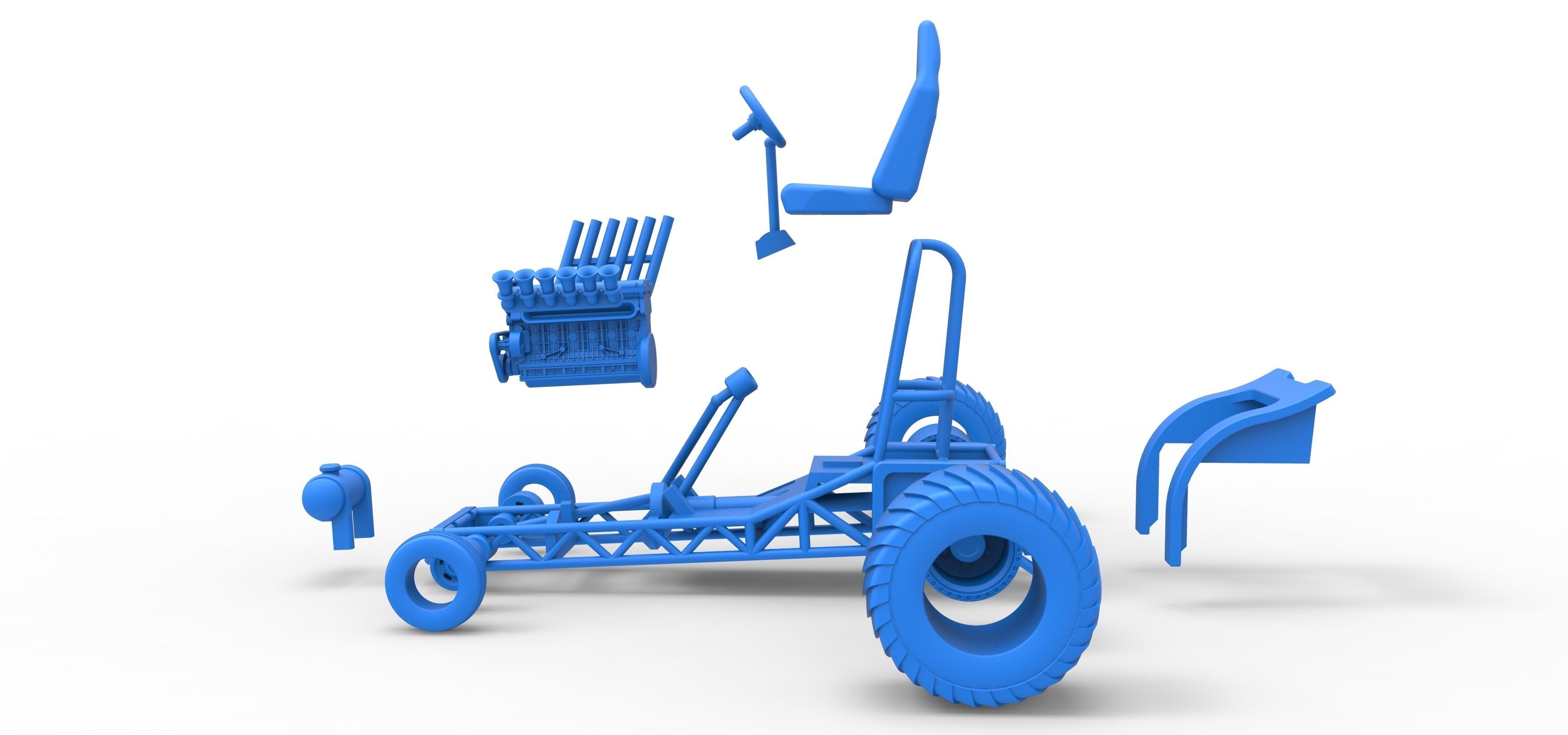Mini Rod pulling tractor 9 Scale 1 to 25 3D print model_39