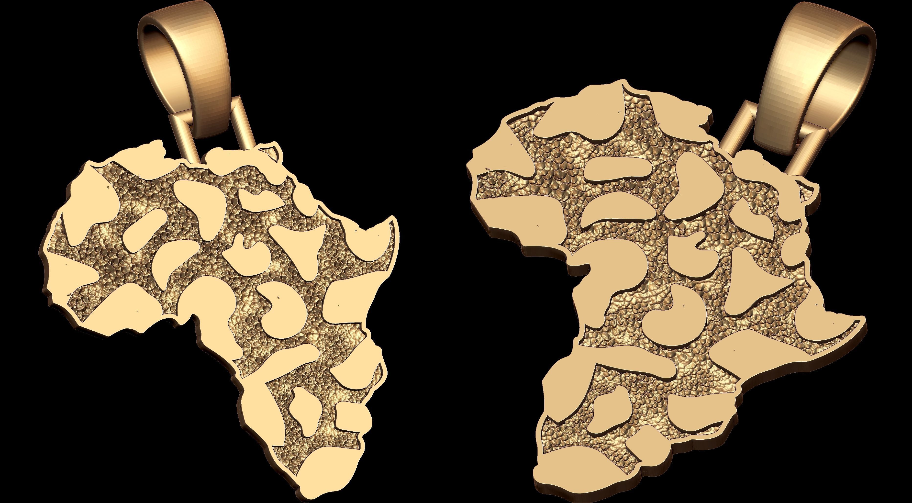 African Country Map Nugget Pendant  3D print model_2