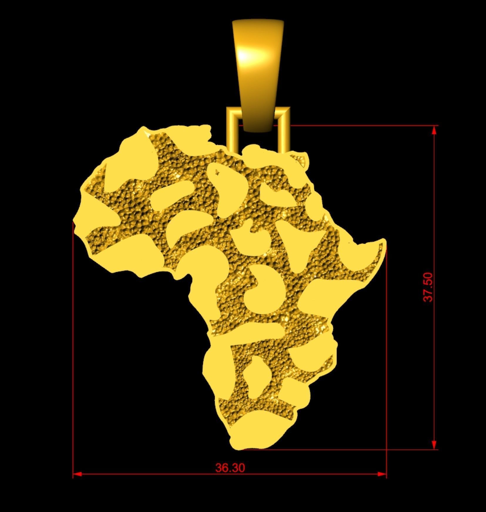 African Country Map Nugget Pendant  3D print model_5