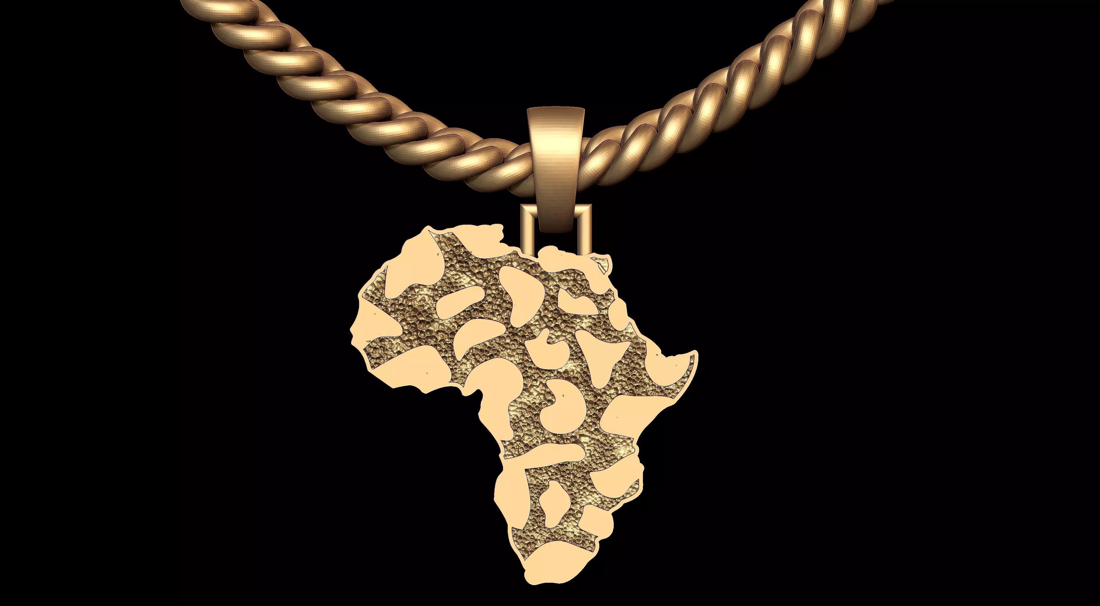 African Country Map Nugget Pendant  3D print model_0