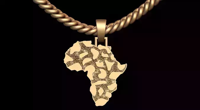 African Country Map Nugget Pendant  3D print model