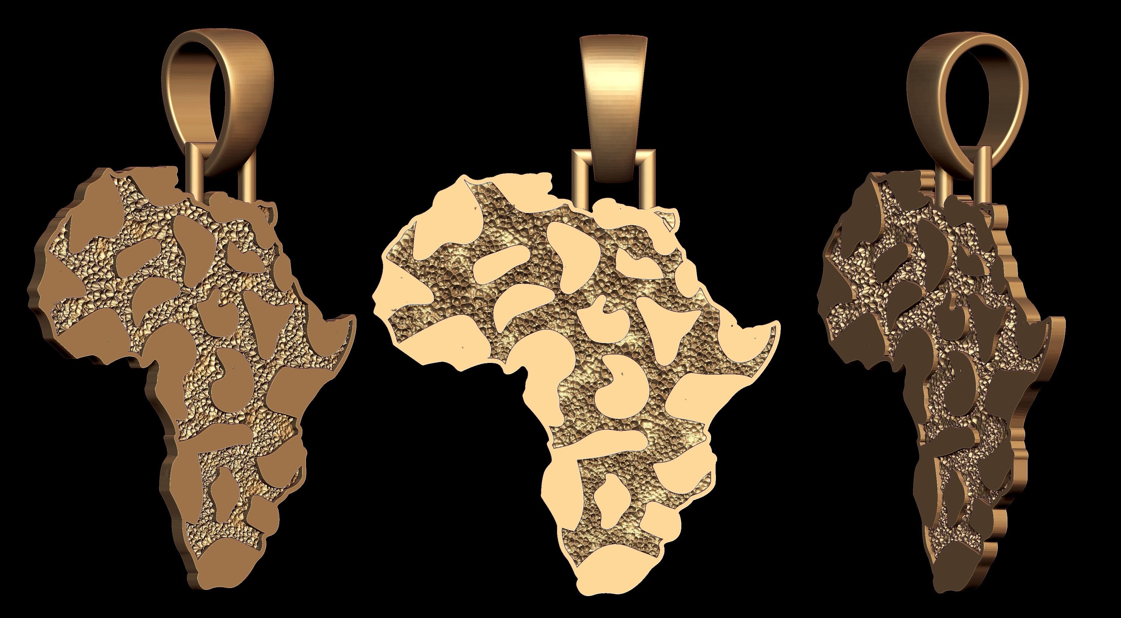 African Country Map Nugget Pendant  3D print model_1