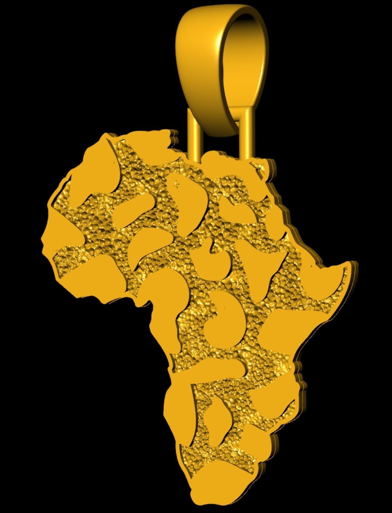 African Country Map Nugget Pendant  3D print model_6