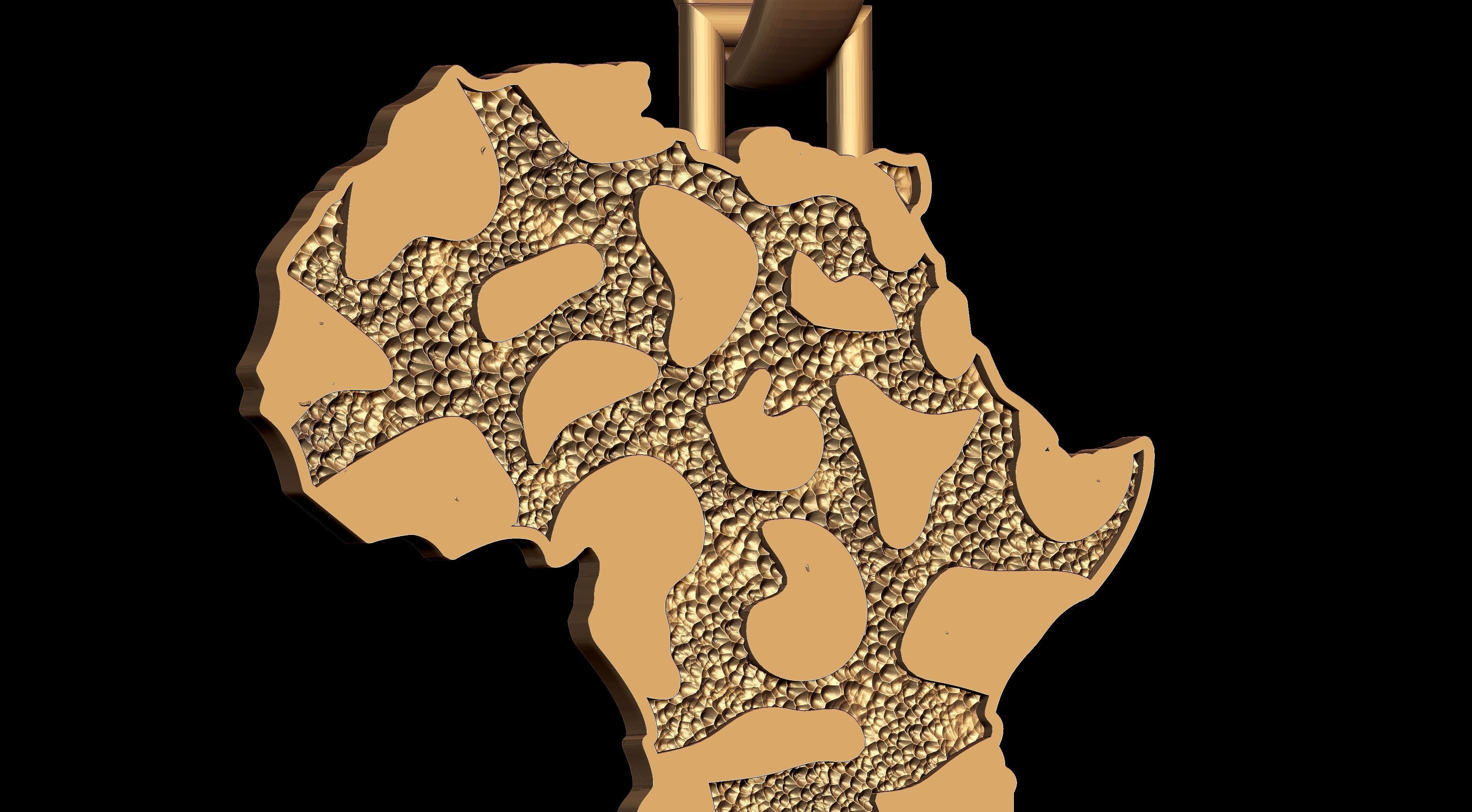 African Country Map Nugget Pendant  3D print model_3