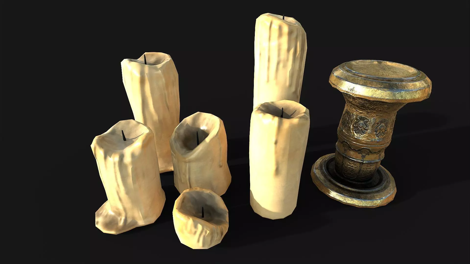 Candle Collection Free low-poly 3D model