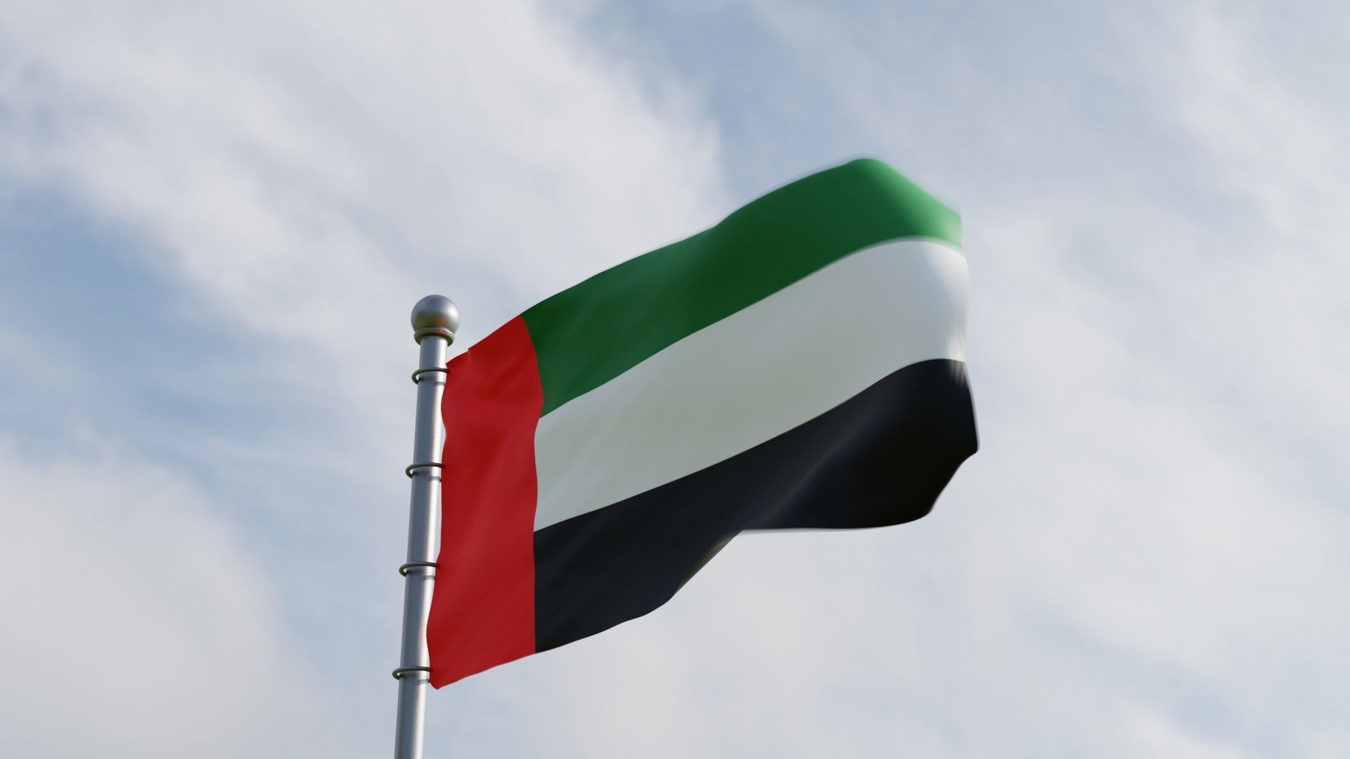 Animated United Arab Emirates UAE Flags 3D model_1