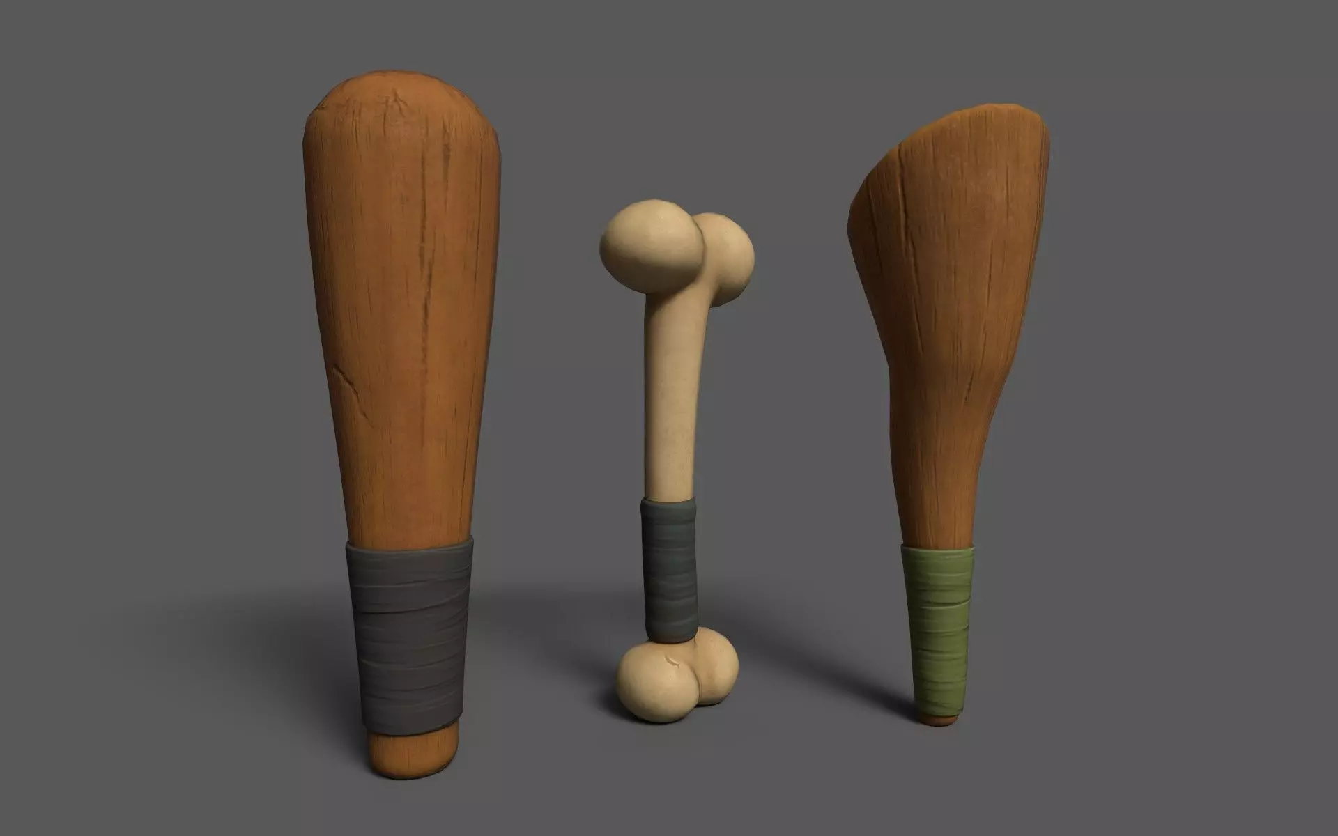 Cudgels wooden stick Low-poly 3D model_0