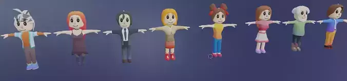 8 Game Ready Low poly Cute Character 