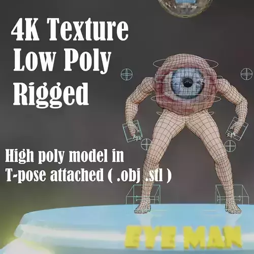 Eye man Low-poly 3D model