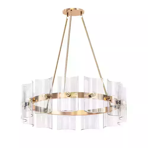 Sadless modern chandelier with brass and clear glass