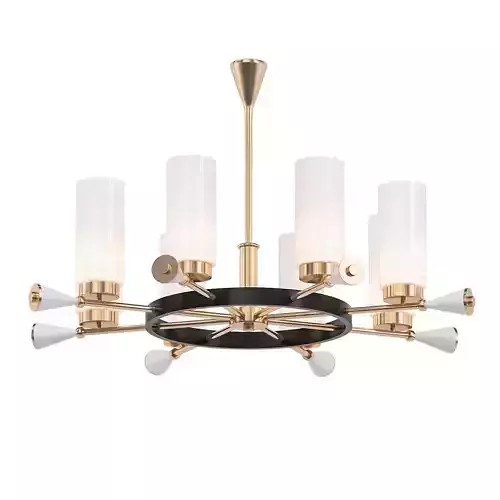 NERIUT modern chandelier with brass and glass shades 3D model