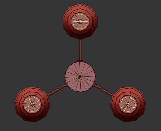 PRAISE three light chandelier in brass with frosted glass 3D model_1