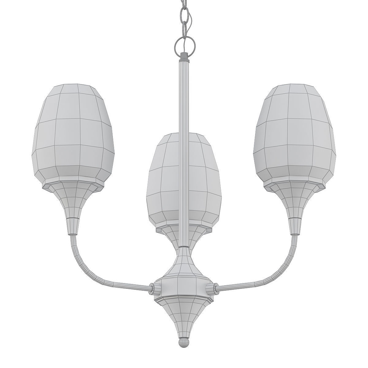 PRAISE three light chandelier in brass with frosted glass 3D model_4
