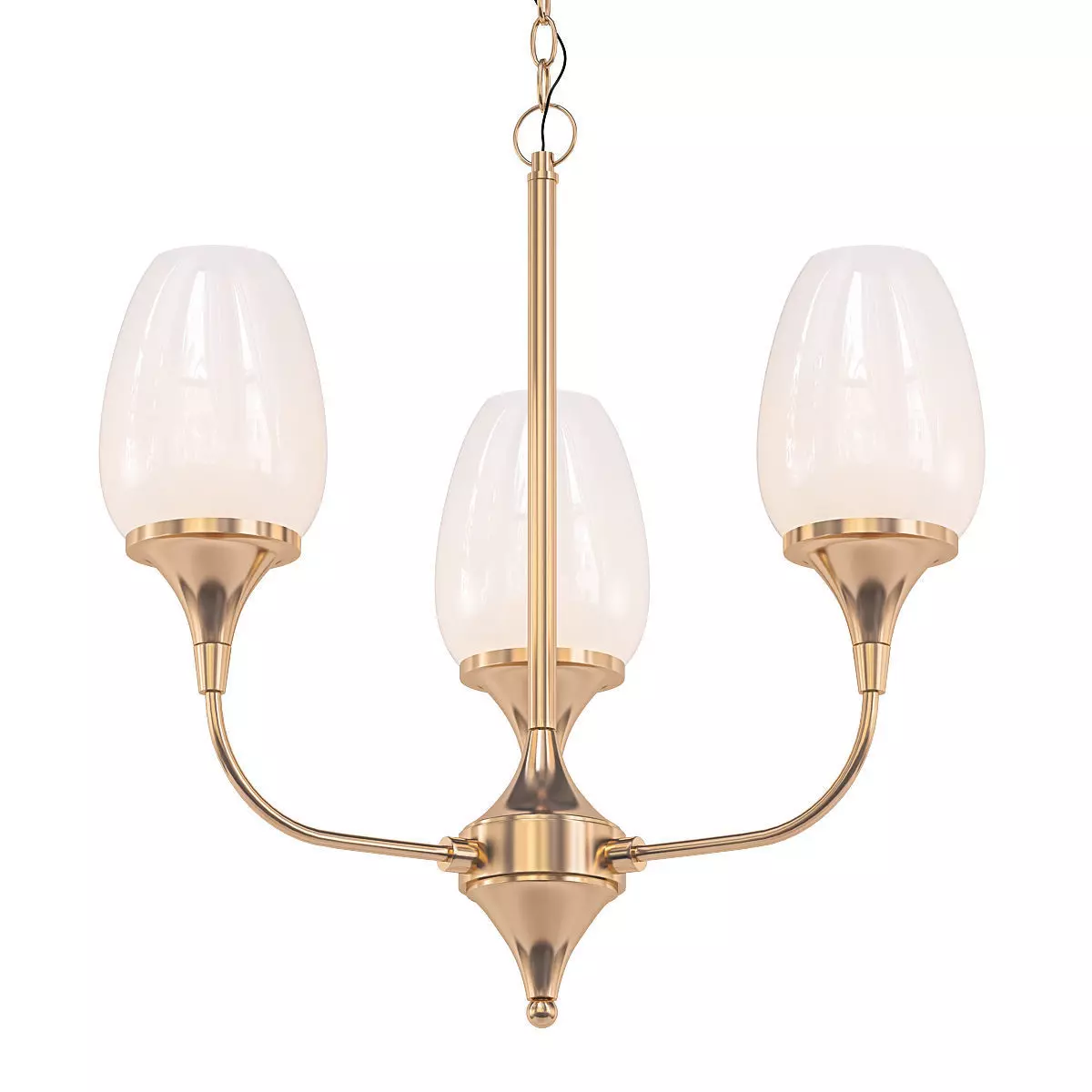 PRAISE three light chandelier in brass with frosted glass 3D model_0