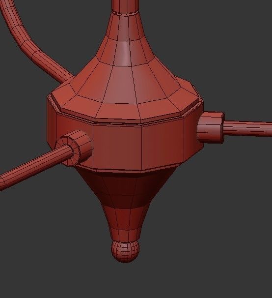 PRAISE three light chandelier in brass with frosted glass 3D model_2