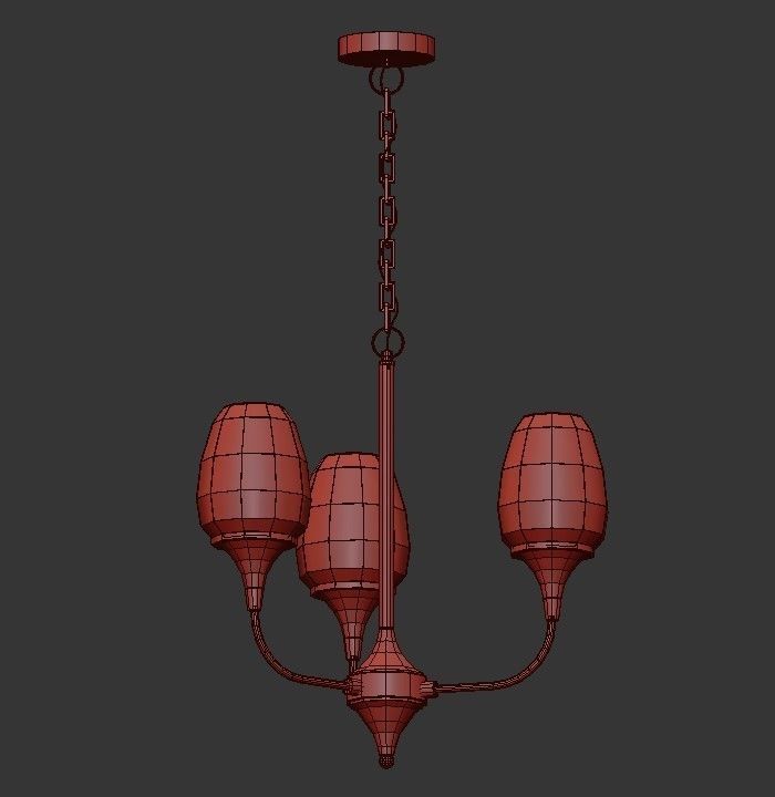 PRAISE three light chandelier in brass with frosted glass 3D model_3