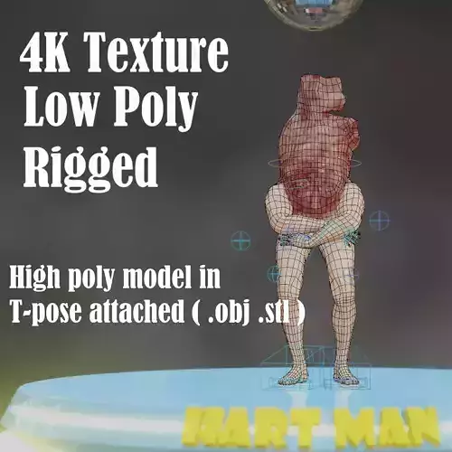 Heart man Low-poly 3D model