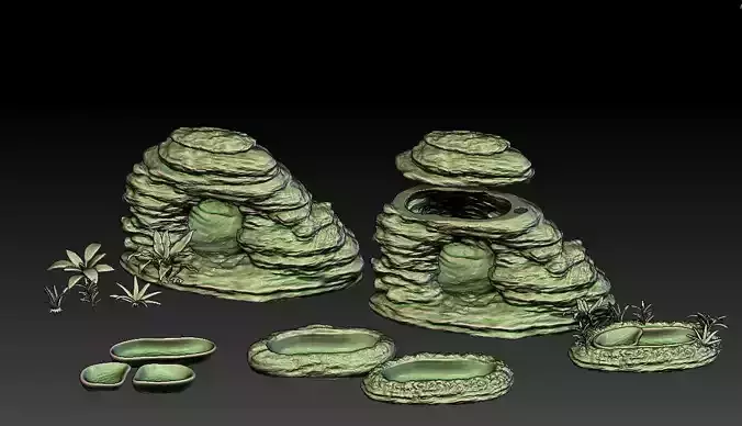 Set for decorating a terrarium aquarium 3D print model