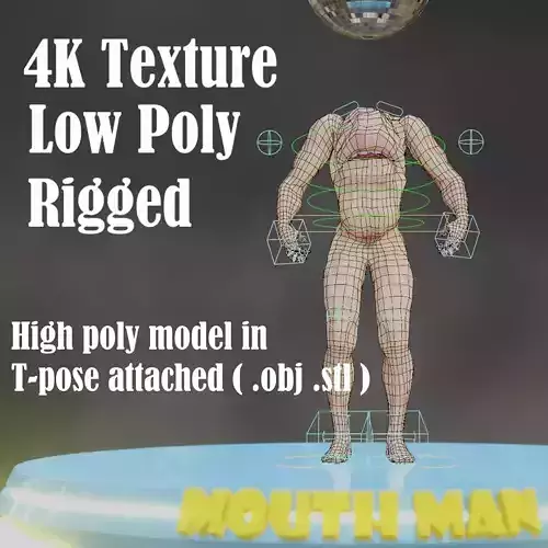 Mouth man Low-poly 3D model