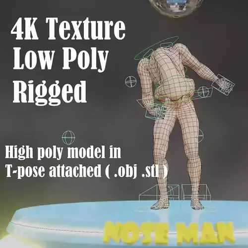 Nose man Low-poly 3D model