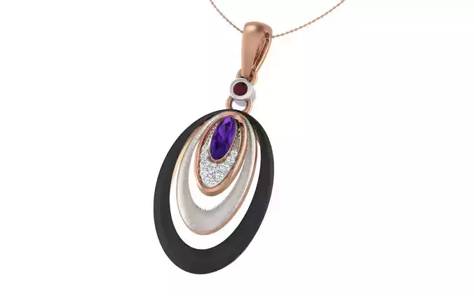 Women pendant-earrings set 3dm stl render detail